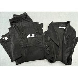 Chicos Travelers 5 Piece Set Black Cardigan Mini Dress Pants Top Tank Stretch